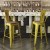 Flash Furniture ET-3534-30-YL-PL1T-GG 30" Yellow Metal Indoor/Outdoor Barstool with Back with Teak Poly Resin Wood Seat addl-6