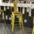 Flash Furniture ET-3534-30-YL-PL1T-GG 30" Yellow Metal Indoor/Outdoor Barstool with Back with Teak Poly Resin Wood Seat addl-7