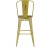 Flash Furniture ET-3534-30-YL-PL1T-GG 30" Yellow Metal Indoor/Outdoor Barstool with Back with Teak Poly Resin Wood Seat addl-8
