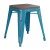Flash Furniture ET-BT3503-18-TL-WD-GG 18" Stackable Backless Teal Metal Indoor Dining Stool with Wooden Seat - Set of 4 addl-8