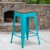 Flash Furniture ET-BT3503-24-CB-WD-GG 24" Backless Crystal Teal-Blue Counter Height Stool with Square Wood Seat addl-1