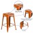 Flash Furniture ET-BT3503-24-OR-GG 24" Backless Distressed Orange Metal Indoor/Outdoor Counter Height Stool addl-4