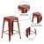Flash Furniture ET-BT3503-24-RD-GG 24" Backless Distressed Kelly Red Metal Indoor/Outdoor Counter Height Stool addl-4