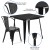 Flash Furniture ET-CT002-4-30-BK-GG 31.5" Square Black Metal Indoor/Outdoor Table Set with 4 Stack Chairs addl-3
