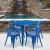 Flash Furniture ET-CT002-4-70-BL-GG 31.5" Square Blue Metal Indoor/Outdoor Table Set with 4 Arm Chairs addl-1