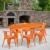 Flash Furniture ET-CT005-6-70-OR-GG 31.5" x 63" Rectangular Orange Metal Indoor/Outdoor Table Set with 6 Arm Chairs addl-1