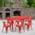 Flash Furniture ET-CT005-6-70-RED-GG 31.5" x 63" Rectangular Red Metal Indoor/Outdoor Table Set with 6 Arm Chairs addl-1