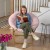 Flash Furniture FV-FMC-025-BL-SGD-GG 38" Oversize Portable Faux Fur Folding Saucer Moon Chair, Blush Faux Fur/Soft Gold Frame addl-2