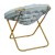 Flash Furniture FV-FMC-025-DTAQ-SGD-GG 38" Oversize Portable Faux Fur Folding Saucer Moon Chair, Dusty Aqua Faux Fur/Soft Gold Frame addl-7