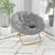 Flash Furniture FV-FMC-025-GY-SGD-GG 38" Oversize Portable Faux Fur Folding Saucer Moon Chair, Gray Faux Fur/Soft Gold Frame addl-1