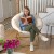 Flash Furniture FV-FMC-025-IV-SGD-GG 38" Oversize Portable Faux Fur Folding Saucer Moon Chair, Ivory Sherpa/Soft Gold Frame addl-2
