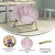 Flash Furniture FV-FMC-030-BL-SGD-GG 23" Kids Cozy Mini Folding Saucer Chair, Faux Fur Moon Chair, Blush/Soft Gold addl-4