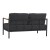 Flash Furniture GM-201027-2S-CH-GG Black Aluminum Frame Loveseat with Teak Arm Accents and Charcoal Cushions addl-5