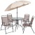 Flash Furniture GM-202012-BRN-GG 6 Piece Brown Patio Garden Set with Umbrella, Table and 4 Folding Chairs addl-5