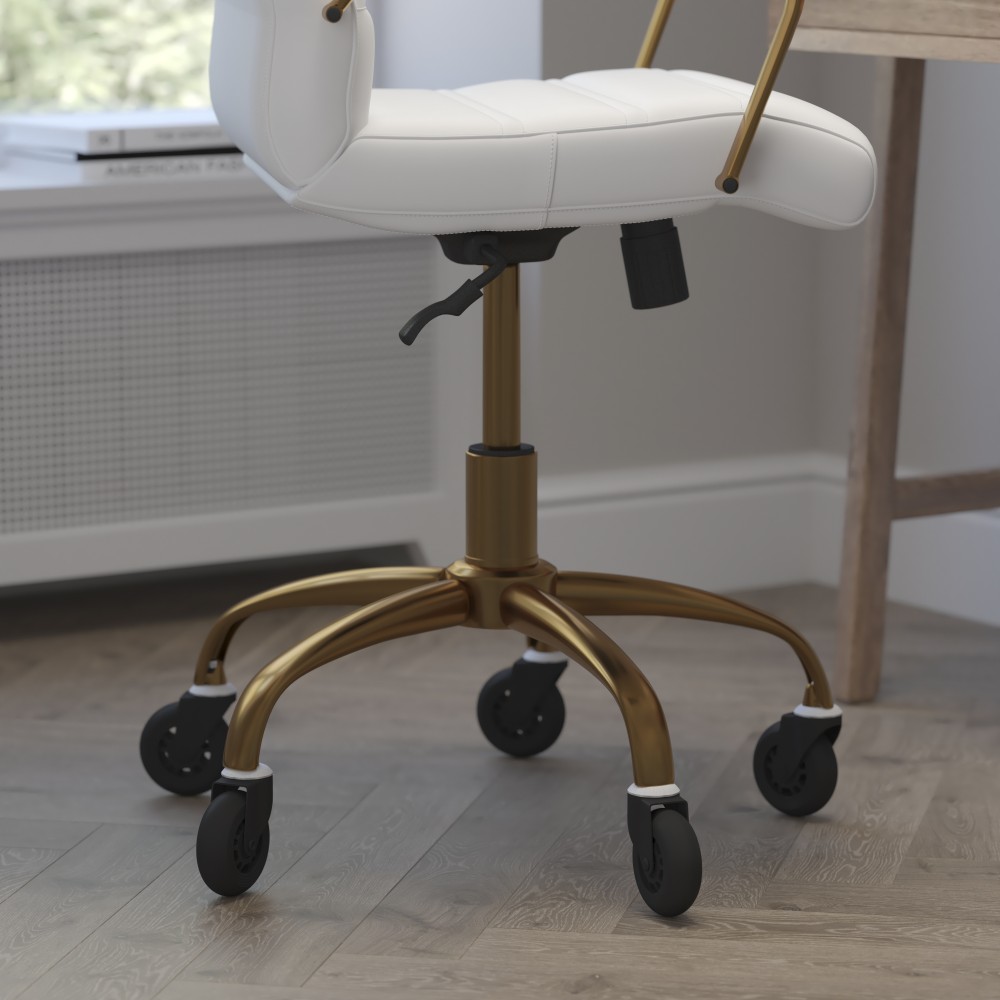 Flash Furniture GO2286MWHGLDRLBGG MidBack White LeatherSoft