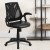 Flash Furniture GO-WY-82-LEA-GG Mid-Back Designer Black Mesh Swivel LeatherSoft Task Office Chair with Open Arms addl-1