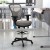 Flash Furniture HL-0001-1CBLACK-LTGY-GG Mid-Back Light Gray Mesh Ergonomic Drafting Chair with Black Frame addl-1