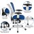 Flash Furniture HL-0001-WH-BLUE-GG Mid-Back Blue Mesh Multifunction Executive Swivel Ergonomic Office Chair with White Frame addl-5