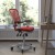 Flash Furniture HL-0001-WH-RED-RLB-GG Mid-Back Red Mesh Multifunction Executive Ergonomic Office Chair, Transparent Roller Wheels, and White Frame addl-1