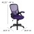 Flash Furniture HL-0016-1-BK-PUR-GG High Back Purple Mesh Ergonomic Swivel Office Chair with Black Frame and Flip-up Arms addl-6