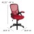 Flash Furniture HL-0016-1-BK-RED-GG High Back Red Mesh Ergonomic Swivel Office Chair with Black Frame and Flip-up Arms addl-6
