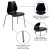 Flash Furniture RUT-288-BK-GG Hercules Black Plastic Stack Chair with Lumbar Support and Silver Frame addl-4