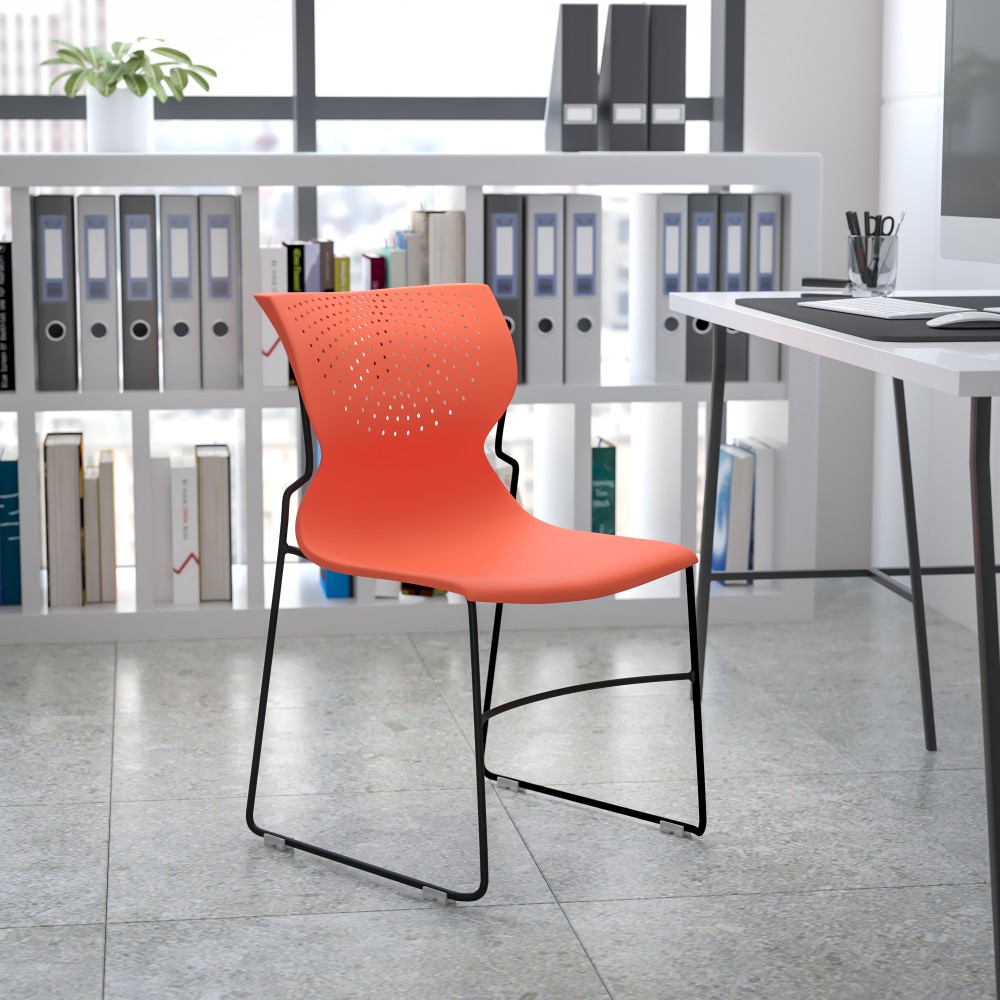 Flash Furniture RUT-438-OR-GG Hercules Orange Full Back Stack Chair ...