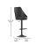 Flash Furniture SY-802-BK-GG Commercial Black LeatherSoft Adjustable Height Pedestal Bar Stool, Set of 2 addl-5
