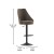 Flash Furniture SY-802-BR-GG Commercial Brown LeatherSoft Adjustable Height Pedestal Bar Stool, Set of 2 addl-5