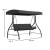 Flash Furniture TLH-007-BK-GG Black 3-Seat Outdoor Steel Convertible Canopy Patio Swing Bed addl-5
