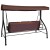 Flash Furniture TLH-007-BN-GG Brown 3-Seat Outdoor Steel Convertible Canopy Patio Swing Bed addl-7