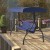 Flash Furniture TLH-007-NV-GG Navy 3-Seat Outdoor Steel Convertible Canopy Patio Swing Bed addl-1