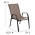 Flash Furniture TLH-0701303C-BN-GG 23.75" Round Tempered Glass Patio Table, 2 Brown Flex Comfort Stack Chairs, 3 Piece Set addl-6