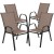 Flash Furniture TLH-0701303C-BN-GG 23.75" Round Tempered Glass Patio Table, 2 Brown Flex Comfort Stack Chairs, 3 Piece Set addl-8