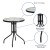 Flash Furniture TLH-0701303C-GG 23.75" Round Tempered Glass Patio Table, 2 Black Flex Comfort Stack Chairs, 3 Piece Set addl-3