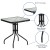 Flash Furniture TLH-073A1303C-GG 23.5" Square Tempered Glass Top Patio Table, 2 Black Flex Comfort Stack Chairs, 3 Piece Set, 3 Piece Set addl-3