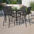 Flash Furniture TLH-073H092H4-B-GG Outdoor Square Glass Bar Table with Black All-Weather Patio Stools, 5 Piece Set addl-1