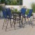 Flash Furniture TLH-073H092H4-NV-GG Outdoor Square Glass Bar Table with Navy All-Weather Patio Stools, 5 Piece Set addl-1