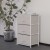 Flash Furniture WX-5L20-X-WH-GR-GG 3 Drawer Wood Top White Frame Vertical Storage Dresser with Light Gray Fabric Drawers addl-1