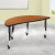 Flash Furniture XU-A48-HCIRC-OAK-T-P-CAS-GG Mobile 47.5" Half Circle Wave Flexible Collaborative Oak Laminate Height Adjustable Activity Table, Short Legs addl-1