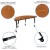 Flash Furniture XU-A48-HCIRC-OAK-T-P-CAS-GG Mobile 47.5" Half Circle Wave Flexible Collaborative Oak Laminate Height Adjustable Activity Table, Short Legs addl-3