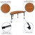 Flash Furniture XU-A48-HCIRC-OAK-T-P-CAS-GG Mobile 47.5" Half Circle Wave Collaborative Oak Laminate Height Adjustable Activity Table, Short Legs addl-3