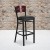 Flash Furniture XU-DG-60515-MAH-BAR-BLKV-GG Hercules Black 4 Square Back Metal Restaurant Barstool - Mahogany Wood Back, Black Vinyl Seat addl-1