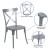 Flash Furniture XU-DG-60699-S-D-GG Metal Cross Back Dining Chair, Distressed Rustic Silver Finish addl-3