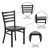 Flash Furniture XU-DG694BLAD-WALW-GG Hercules Black Ladder Back Metal Restaurant Chair - Walnut Wood Seat addl-3