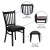 Flash Furniture XU-DG-6Q2B-VRT-WALW-GG Hercules Black Vertical Back Metal Restaurant Chair - Walnut Wood Seat addl-3