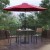 Flash Furniture XU-DG-810060362-UB19BRD-GG All-Weather Stacking Faux Teak Chairs, 35" Square Faux Teak Table, Red Umbrella & Base, 5 Piece Set addl-1