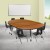 Flash Furniture XU-GRP-12CH-A3060CON-60-OAK-T-P-CAS-GG Mobile 86" Oval Wave Flexible Laminate Activity Table with 12" Student Stack Chairs, Oak/Black addl-1