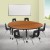 Flash Furniture XU-GRP-12CH-A60-HCIRC-OAK-T-P-CAS-GG Mobile 60" Circle Wave Flexible Laminate Activity Table with 12" Student Stack Chairs, Oak/Black addl-1