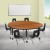 Flash Furniture XU-GRP-12CH-A60-HCIRC-OAK-T-P-CAS-GG Mobile 60" Circle Wave Laminate Activity Table with 12" Stack Chairs, Oak/Black addl-1